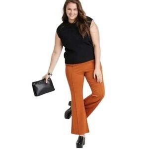 A New Day Women's Flare Leg Pull On Pants Career Casual‎ Brown Rush
